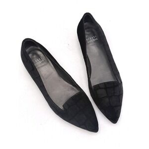 Stuart Weitzman Loafer Flats Black Velvet Pointed Toe Women Size 6 Animal Print